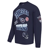 Men's Pro Standard Navy Tennessee Titans Turn It Up Drop Shoulder Pullover Sweatshirt