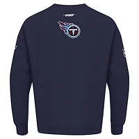 Men's Pro Standard Navy Tennessee Titans Turn It Up Drop Shoulder Pullover Sweatshirt