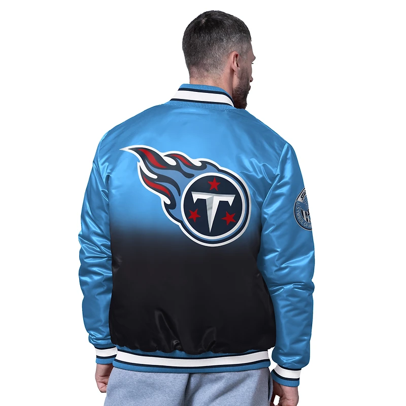 Men's Starter Light Blue Tennessee Titans Pass Rush Varsity Full-Snap Jacket