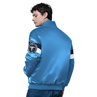 Men's Starter Light Blue Tennessee Titans Triple Option Satin Varsity Full-Snap Jacket