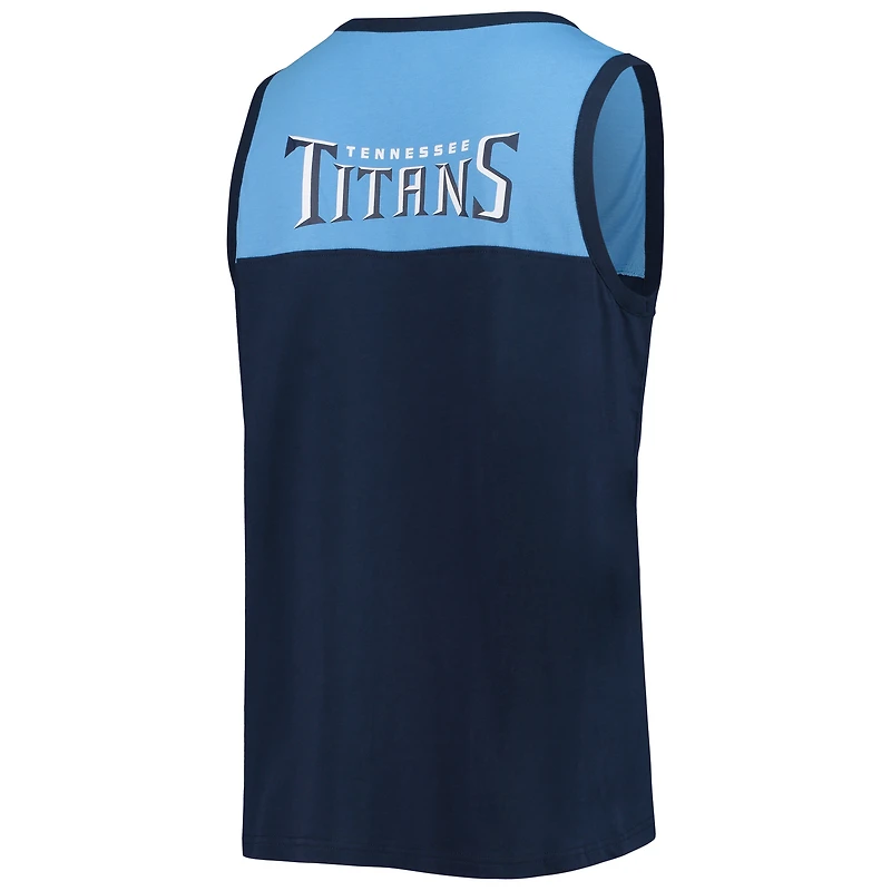 Débardeur mode Starter bleu marine/bleu Tennessee Titans Team Touchdown pour homme