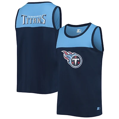 Débardeur mode Starter bleu marine/bleu Tennessee Titans Team Touchdown pour homme
