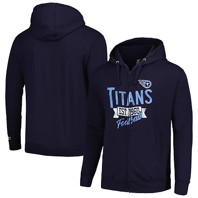 Sweat à capuche entièrement zippé Starter Navy Tennessee Titans Domestic Post Season pour hommes