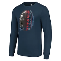 T-shirt à manches longues bleu marine pour homme avec logo demi-casque des Titans du Tennessee