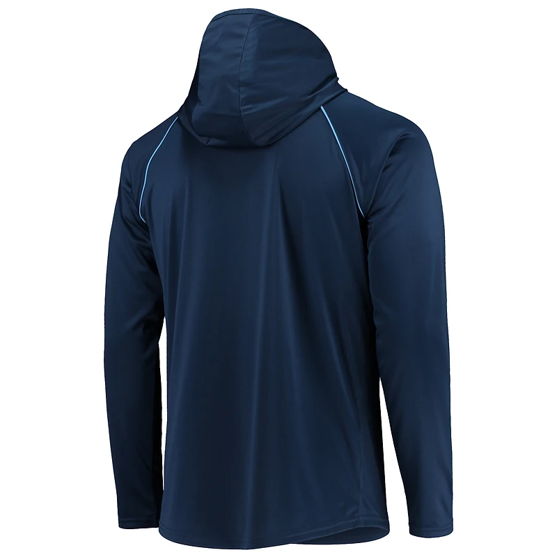 Men's Starter Navy Tennessee Titans Raglan Long Sleeve Hoodie T-Shirt