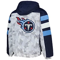 Men's Starter White/Navy Tennessee Titans Thursday Night Gridiron Raglan Half-Zip Hooded Jacket