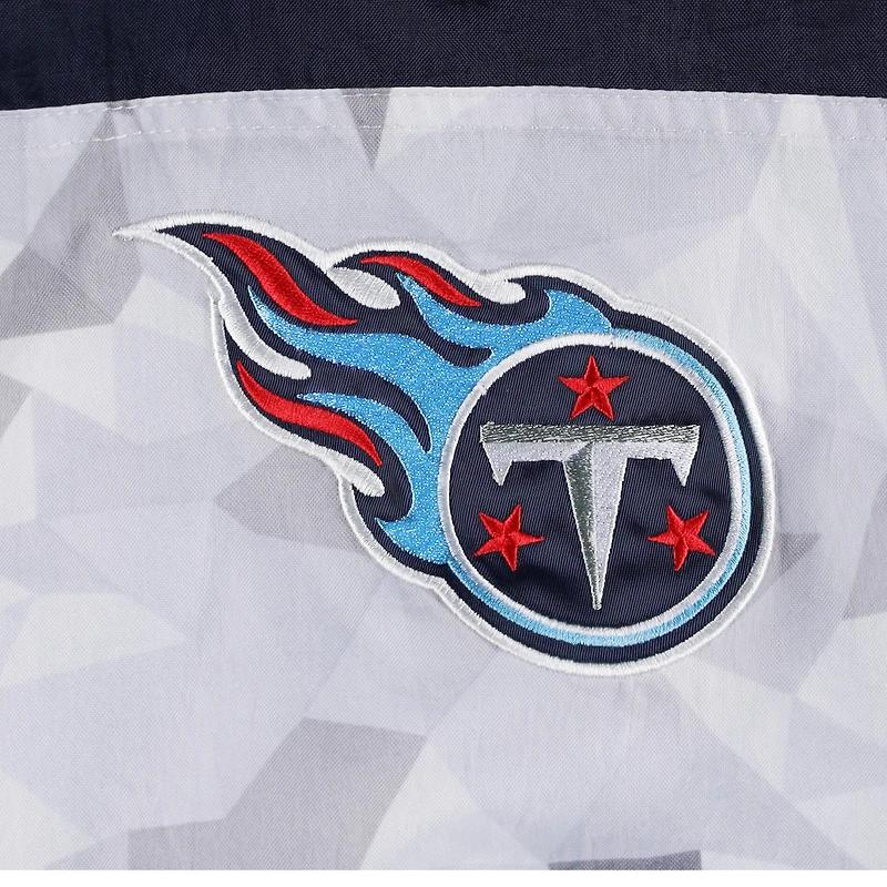 Men's Starter White/Navy Tennessee Titans Thursday Night Gridiron Raglan Half-Zip Hooded Jacket