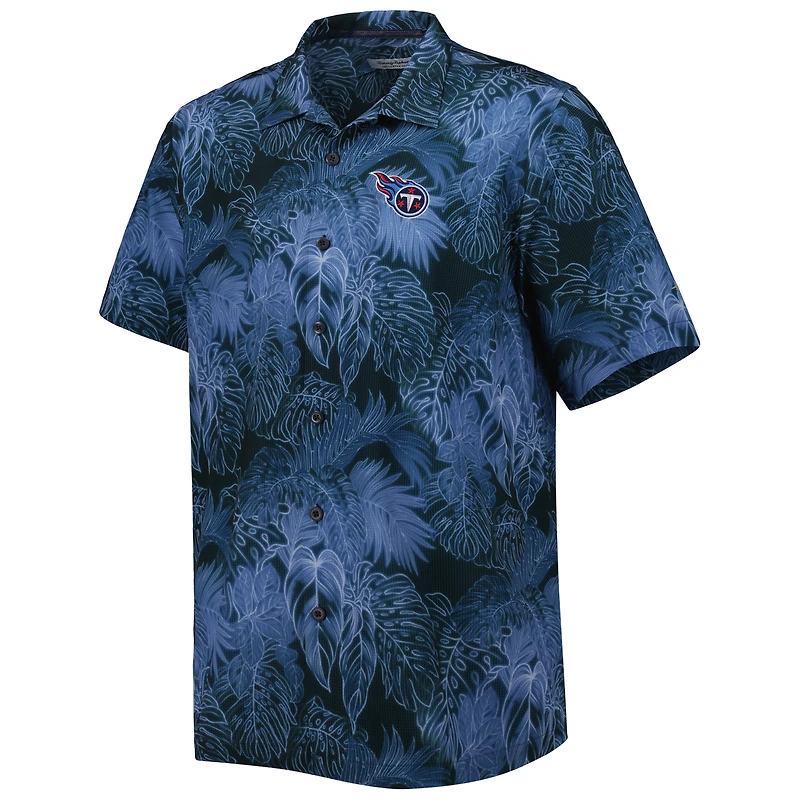 Chemise boutonnée Tommy Bahama Navy Tennessee Titans Big & Tall Coast Luminescent Fronds Camp IslandZone