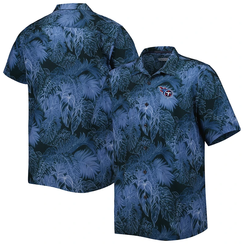 Chemise boutonnée Tommy Bahama Navy Tennessee Titans Big & Tall Coast Luminescent Fronds Camp IslandZone