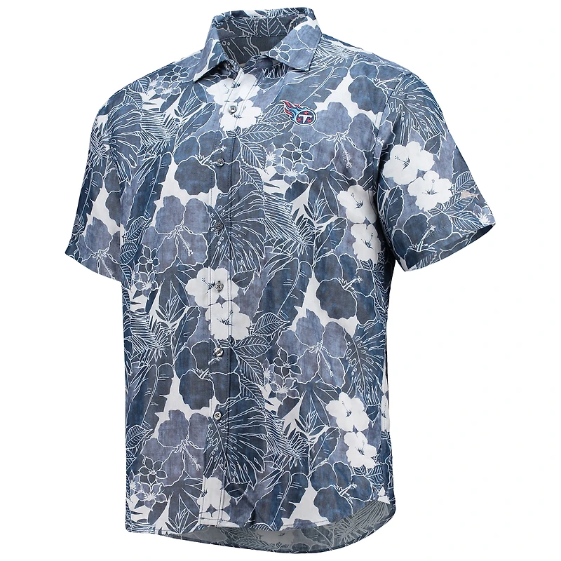 Chemise boutonnée IslandZone à motif floral des Tennessee Titans de Tommy Bahama pour homme, bleu marine