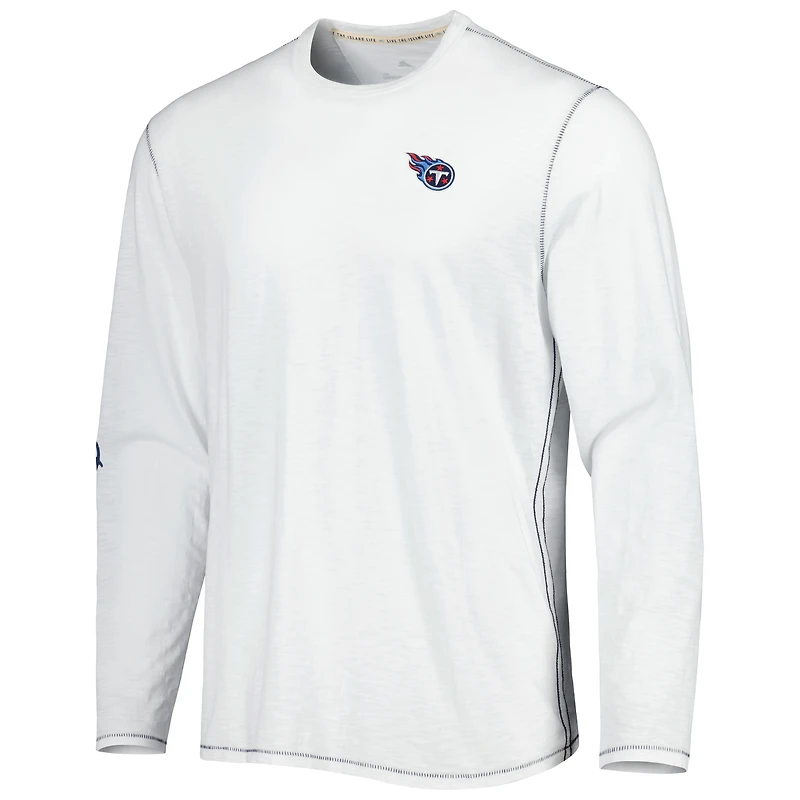 T-shirt à manches longues Tommy Bahama Tennessee Titans Laces Out Billboard pour homme, blanc