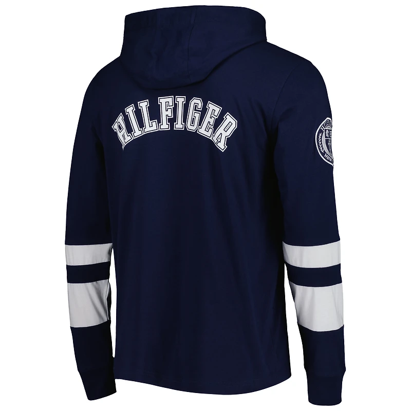 T-shirt à capuche manches longues Alex des Tennessee Titans Tommy Hilfiger pour homme, bleu marine/blanc