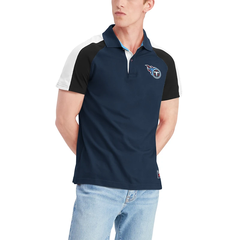 Polo à manches raglan Tommy Hilfiger Tennessee Titans Holden pour homme bleu marine/blanc