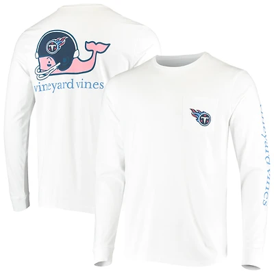 Men's Vineyard Vines White Tennessee Titans Whale Helmet Long Sleeve T-Shirt
