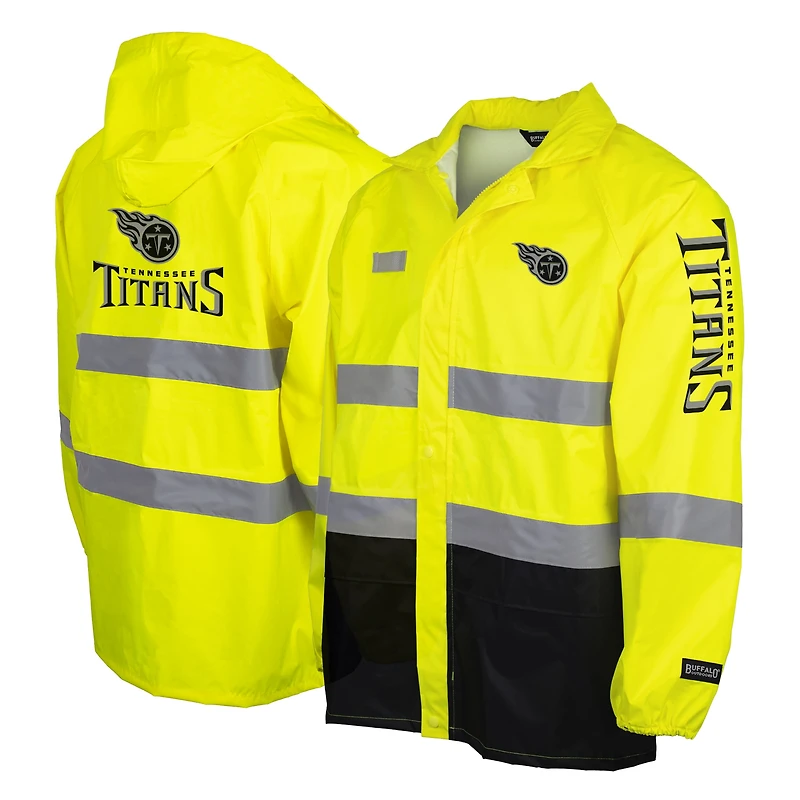 Men's Yellow Tennessee Titans Hi-Vis Safety Waterproof Rainshell Full-Zip Hooded Jacket