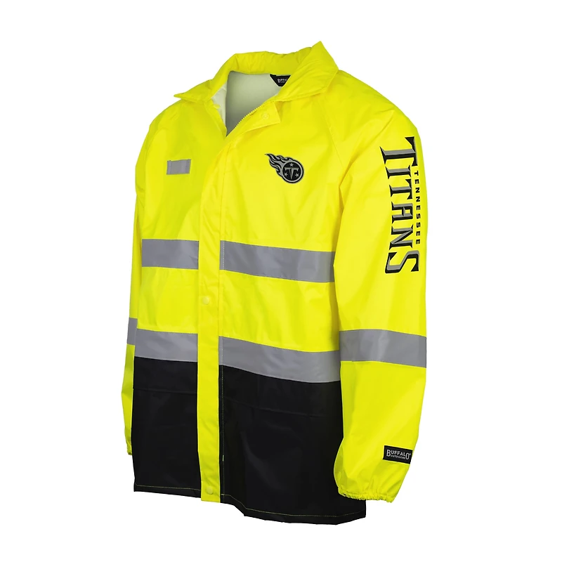Men's Yellow Tennessee Titans Hi-Vis Safety Waterproof Rainshell Full-Zip Hooded Jacket
