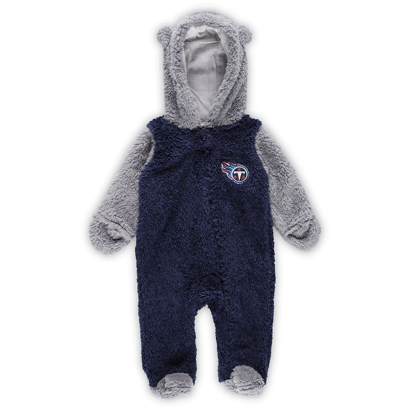 Nouveau-né et bébé Marine/gris Tennessee Titans Game Nap Teddy Fleece Bunting Full-Zip Sleeper