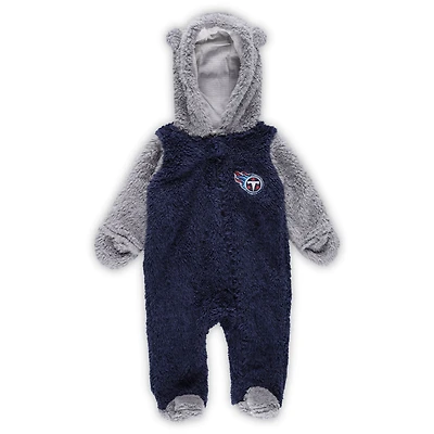 Nouveau-né et bébé Marine/gris Tennessee Titans Game Nap Teddy Fleece Bunting Full-Zip Sleeper