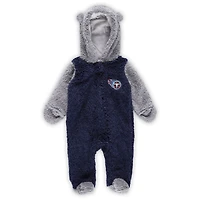 Nouveau-né et bébé Marine/gris Tennessee Titans Game Nap Teddy Fleece Bunting Full-Zip Sleeper