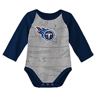 Lot de deux bodys à manches longues pour nouveau-nés et bébés bleu marine/gris chiné Tennessee Titans Born To Win