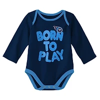 Lot de deux bodys à manches longues pour nouveau-nés et bébés bleu marine/gris chiné Tennessee Titans Born To Win