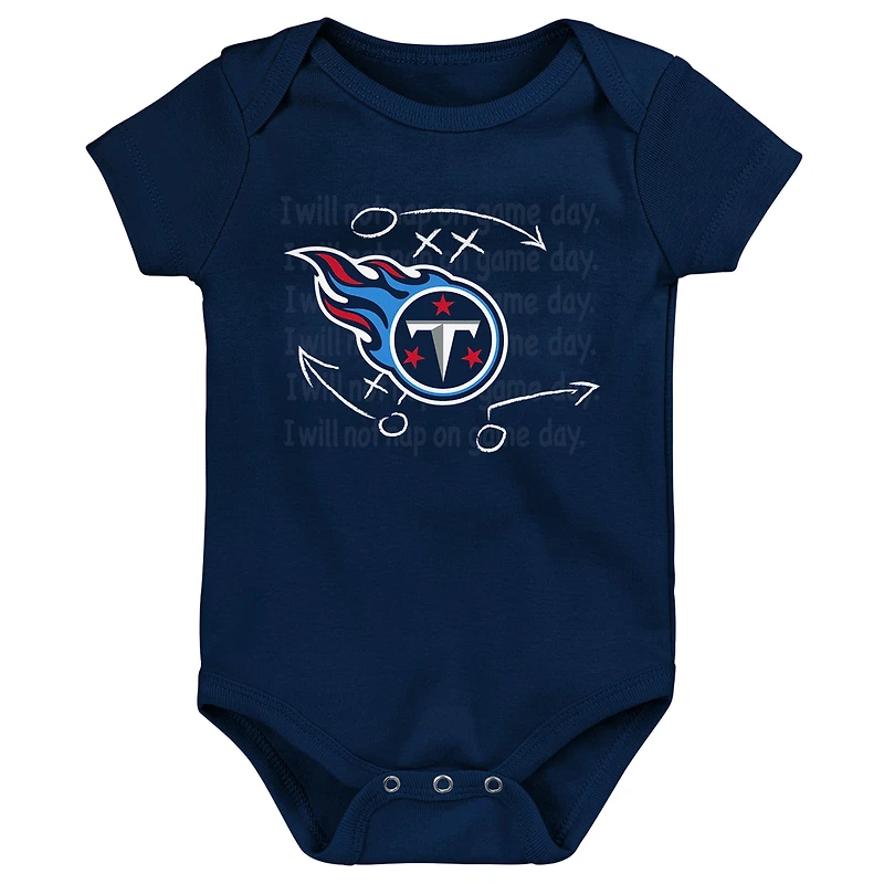 Lot de trois bodys rétro Eat, Sleep & Drool pour nouveau-nés et nourrissons bleu marine/bleu clair/gris chiné Tennessee Titans