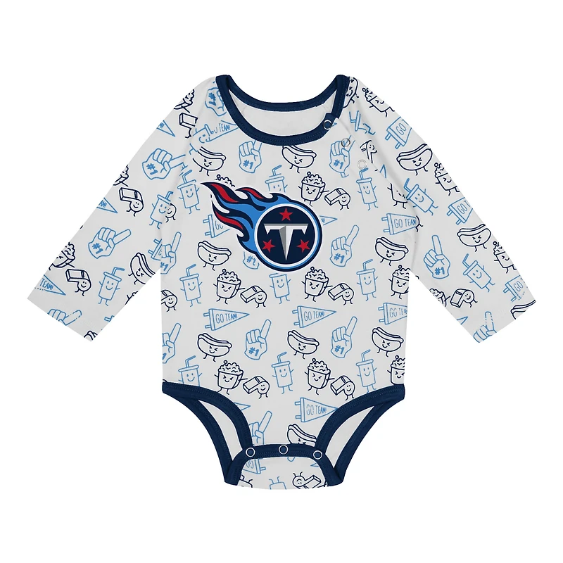 Ensemble 3 pièces pour nouveau-né et nourrisson Tennessee Titans Little Champ, body à manches longues, pantalon bonnet revers