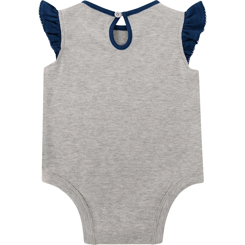 Nouveau-né gris chiné/bleu marine Tennessee Titans ensemble trois pièces body, jupe et chaussons