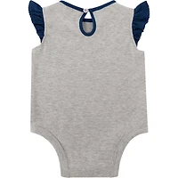 Nouveau-né gris chiné/bleu marine Tennessee Titans ensemble trois pièces body, jupe et chaussons