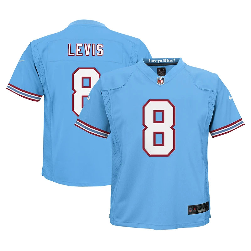 Maillot de jeu joueur alternatif Nike Will Levis bleu clair des Tennessee Titans pour enfants d'âge préscolaire