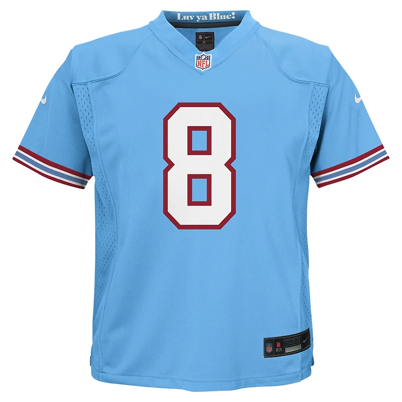 Maillot de jeu joueur alternatif Nike Will Levis bleu clair des Tennessee Titans pour enfants d'âge préscolaire