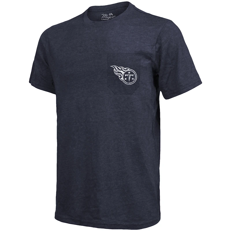 Tennessee Titans Majestic Threads Tri-Blend Pocket T-Shirt - Navy