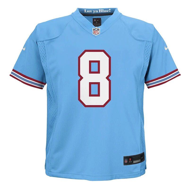 Maillot de match rétro Nike Will Levis bleu clair Tennessee Titans Alternate Oilers pour tout-petit
