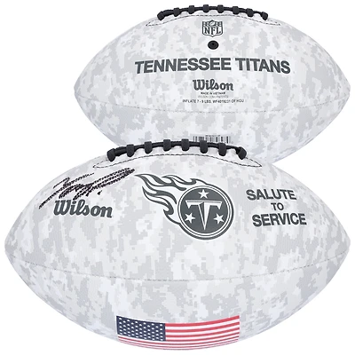 Ballon de football Wilson 2024 autographié par Tony Pollard, Tennessee Titans