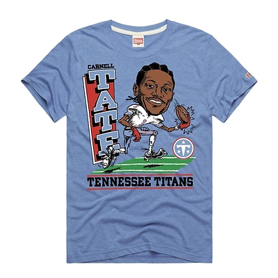 Unisex Homage Carnell Tate Light Blue Tennessee Titans Caricature Player Graphic Tri-Blend T-Shirt