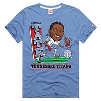 T-shirt unisexe en mélange de trois matières, hommage à Carnell Tate, bleu clair, représentant un joueur des Tennessee Titans.