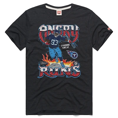 Unisex Homage T'Vondre Sweat Charcoal Tennessee Titans Angry Runs Player Graphic Tri-Blend T-Shirt