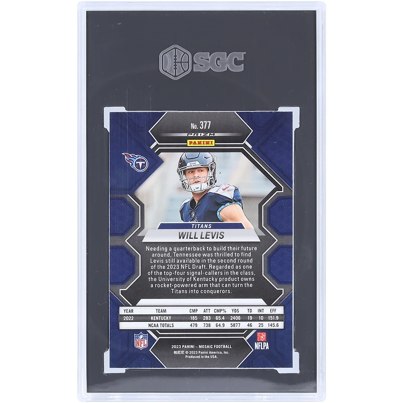 Will Levis Tennessee Titans 2023 Panini Mosaic Blue Reactive Prizm #377 SGC authentifié 9 Rookie Card