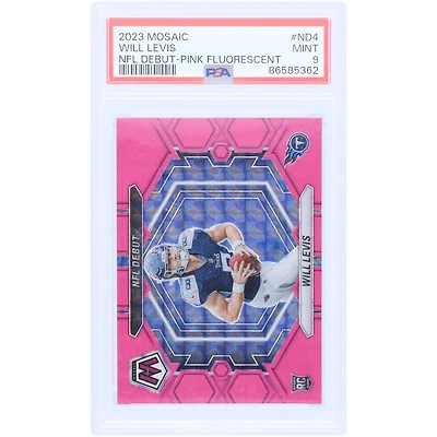 Will Levis Tennessee Titans 2023 Panini Mosaic Pink Flourescent Mosaic #ND-4 #2/10 PSA Authenticated 9 Rookie Card