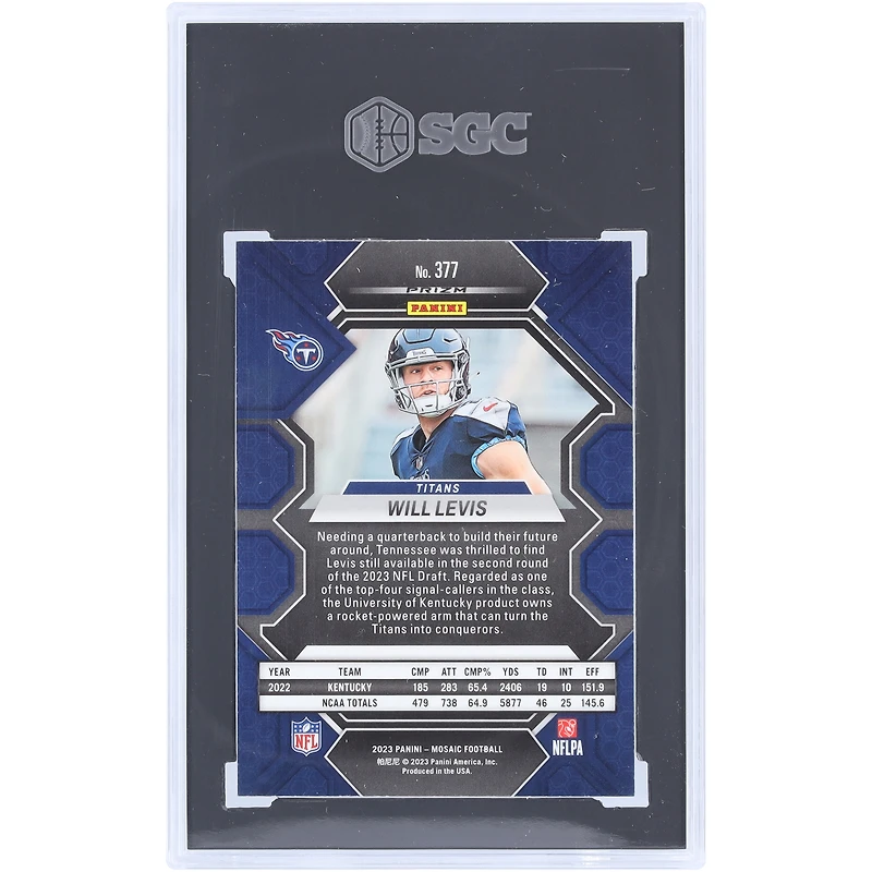 Will Levis Tennessee Titans 2023 Panini Mosaic Silver Prizm #377 SGC authentifié 9.5 Rookie Card