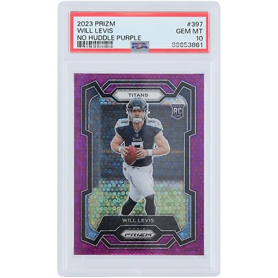 Will Levis Tennessee Titans 2023 Panini Prizm No Huddle Purple Prizm #397 #35/35 PSA Authenticated 10 Rookie Card