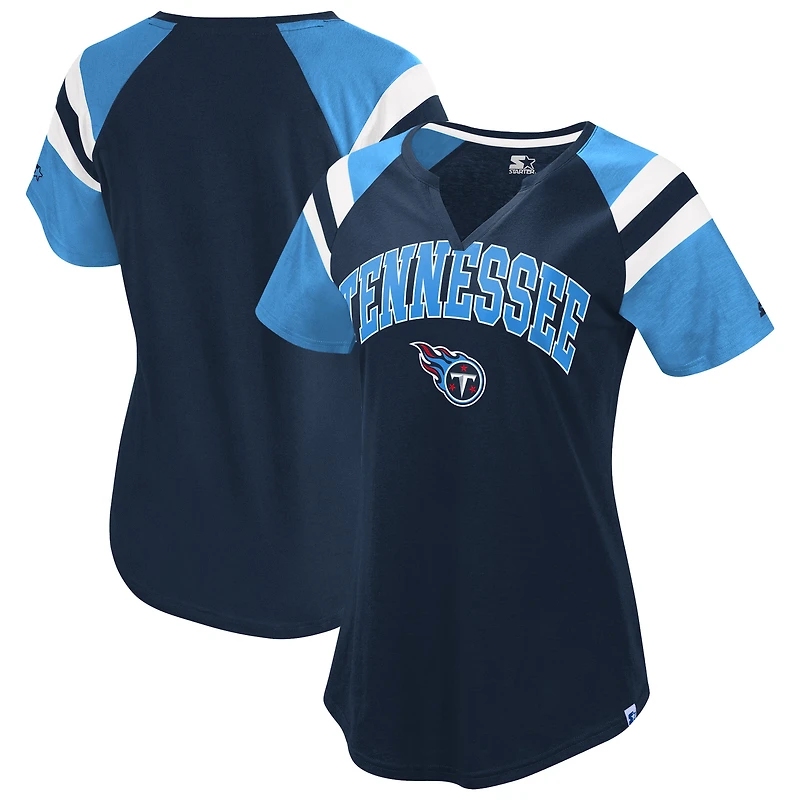 T-shirt à col raglan Game On Notch pour femme, bleu marine, des Tennessee Titans