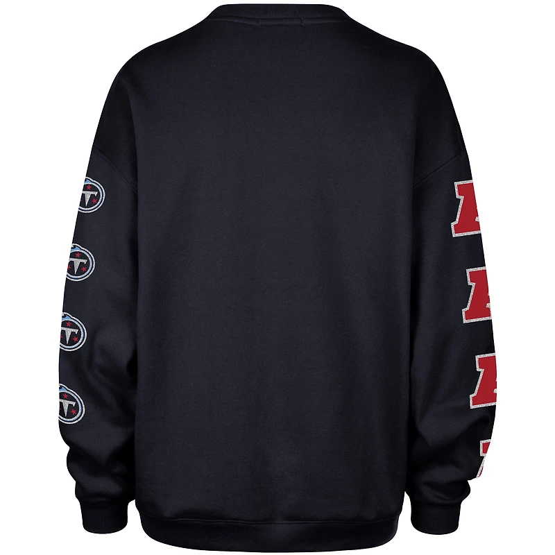 Women's '47  Navy Tennessee Titans Go Big Oversized Pullover Sweatshirt