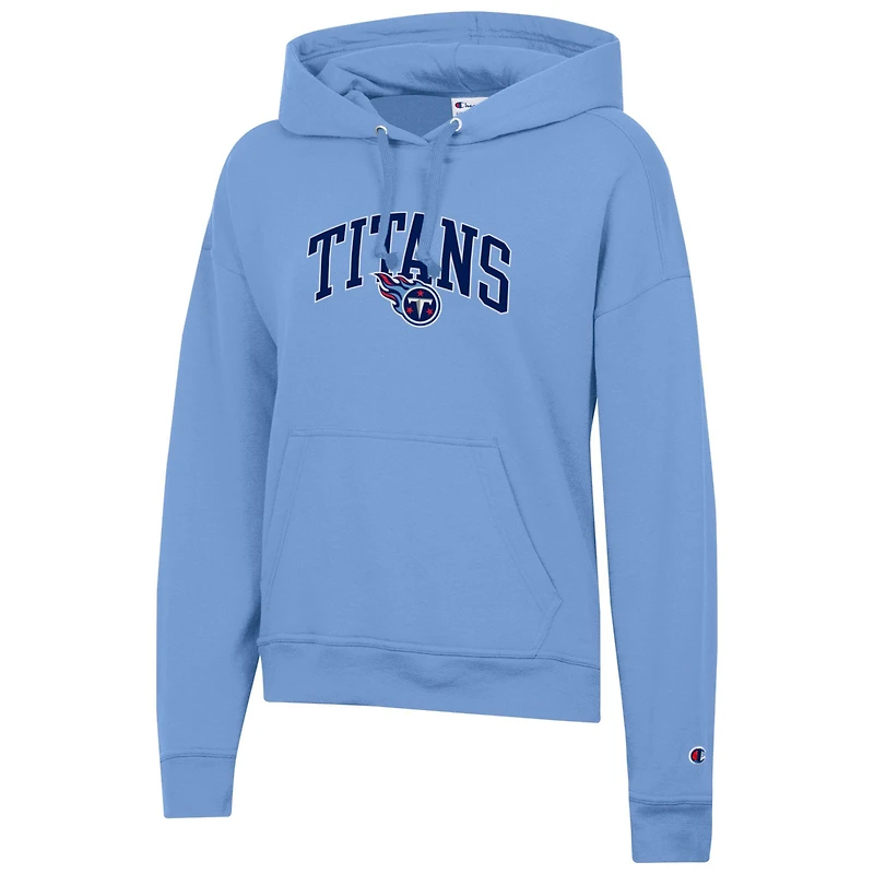 Sweat à capuche Powerblend bleu clair pour femme Champion des Titans du Tennessee