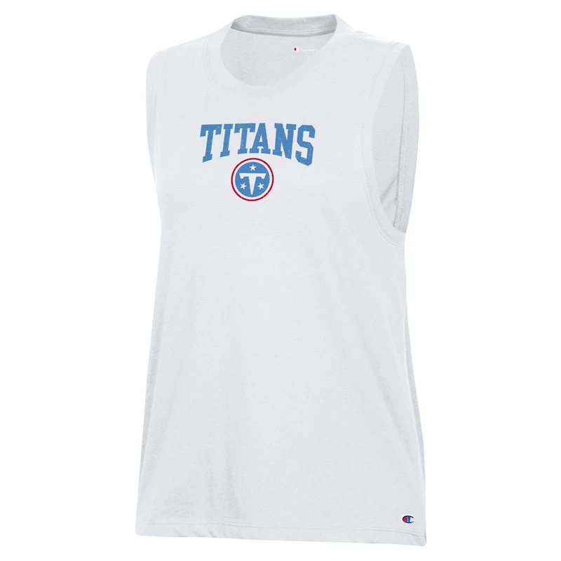 Women's Champion White Tennessee Titans Core Muscle Tank Top
