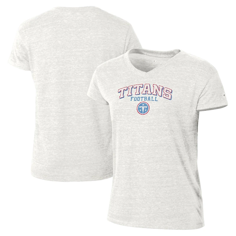 T-shirt à col en V Champion blanc pour femmes, Tennessee Titans Triumph Tri-Blend