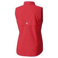 Chemise boutonnée sans manches Columbia rouge Tennessee Titans PFG Tamiami Omni-Shade pour femme