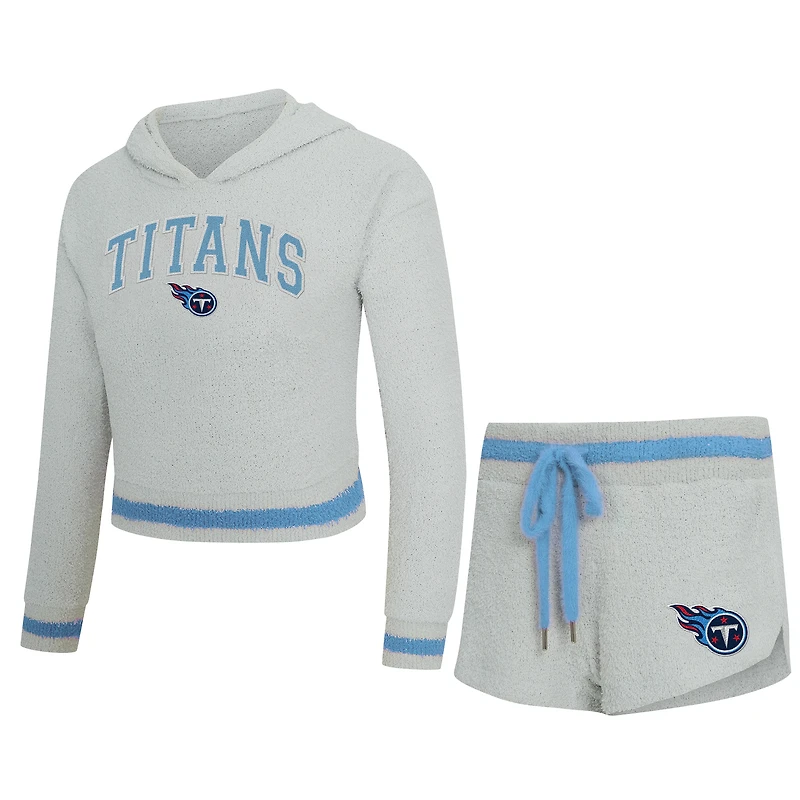 Women's Concepts Sport  Gray Tennessee Titans Whitley Long Sleeve Hoodie Top & Shorts Set
