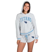 Women's Concepts Sport  Gray Tennessee Titans Whitley Long Sleeve Hoodie Top & Shorts Set