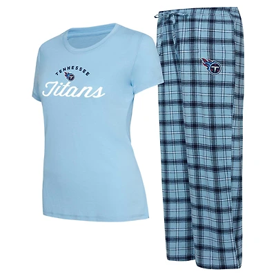 Women's Concepts Sport Light Blue/Navy Tennessee Titans Arctic Top & Flannel Pants Sleep Set